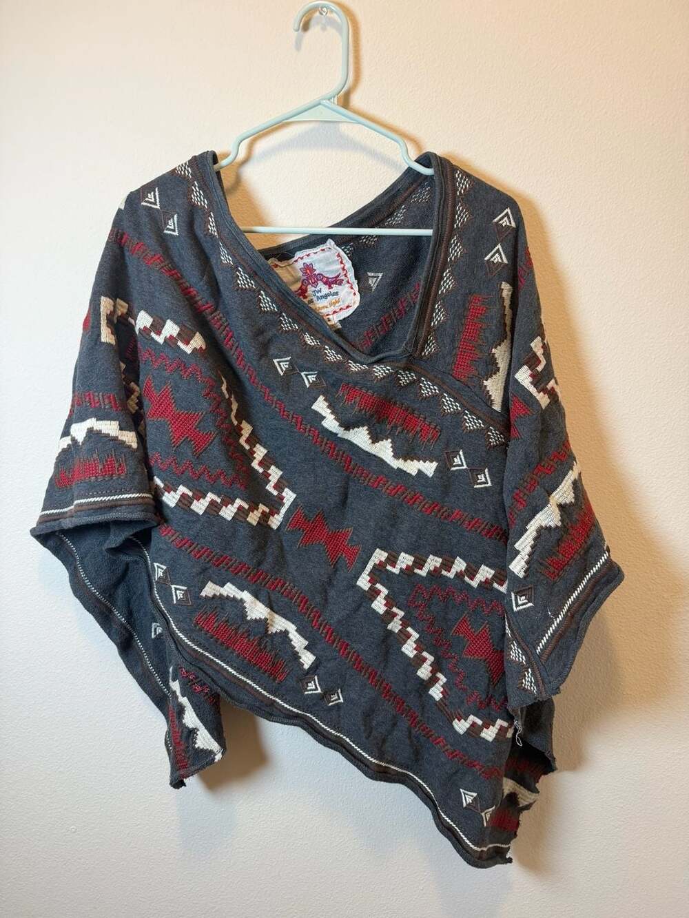 JWLA Johnny Was Los Angeles Mirren Southwest Aztec Embroidered Poncho